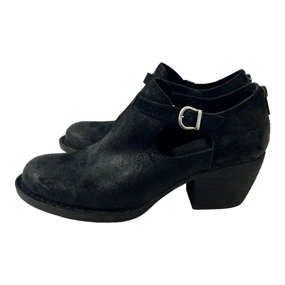 Born Womens Size 9 Black Mendocino Distressed Suede Bootie Ankle Boot - Picture 4 of 8